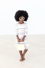 Fall Stripes 3/4 Sleeve Pocket Twirl Dress - Image 3