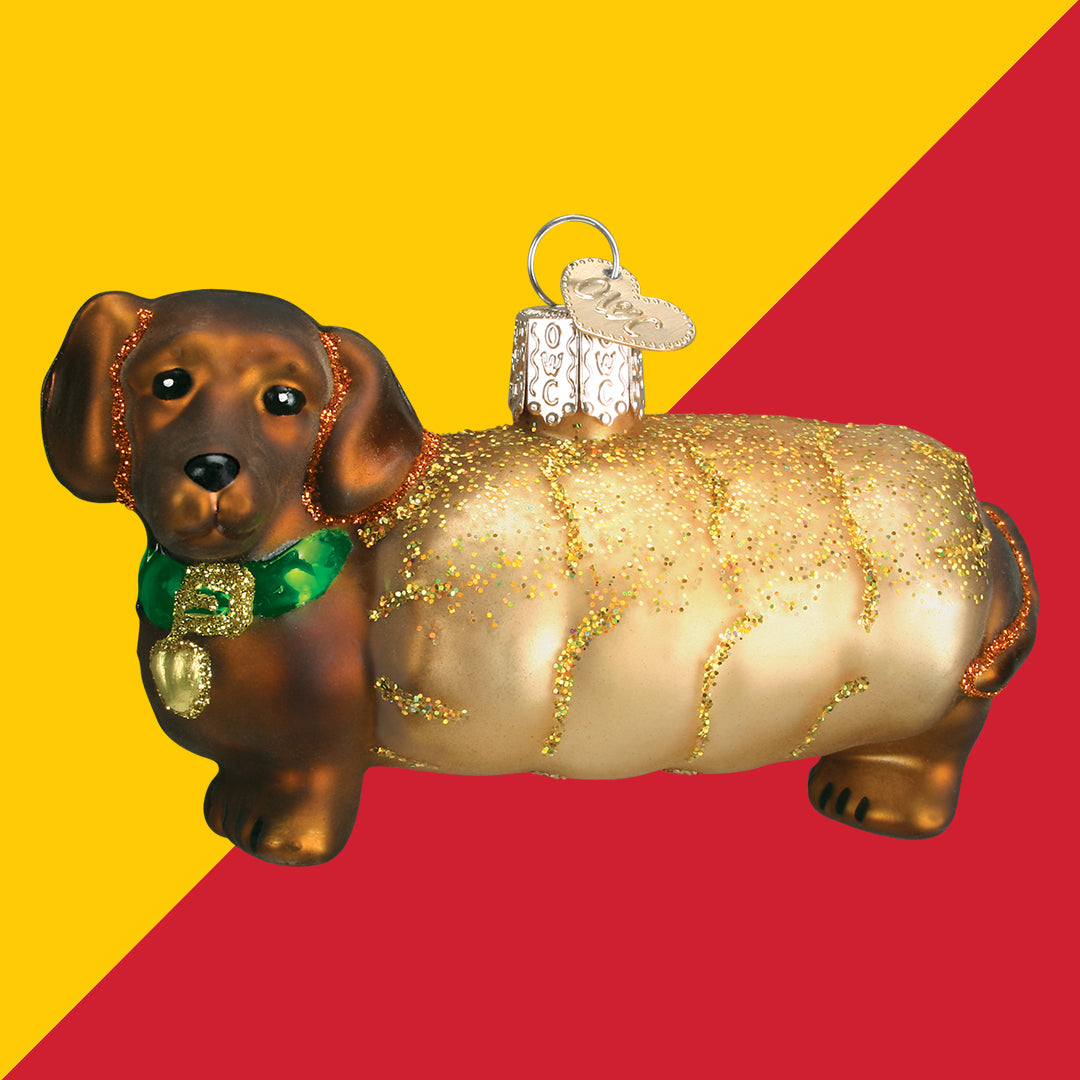 Old World Christmas Wiener Dog Ornament - hand-blown glass Christmas tree ornament (view 6)