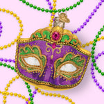 Old World Christmas Mardi Gras Mask Ornament - hand-blown glass Christmas tree ornament (view 6)