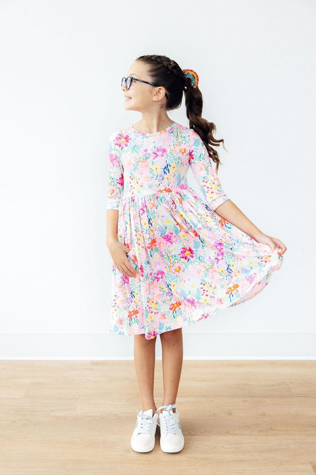 Field of Flowers 3/4 Sleeve Pocket Twirl Dress - Image 2