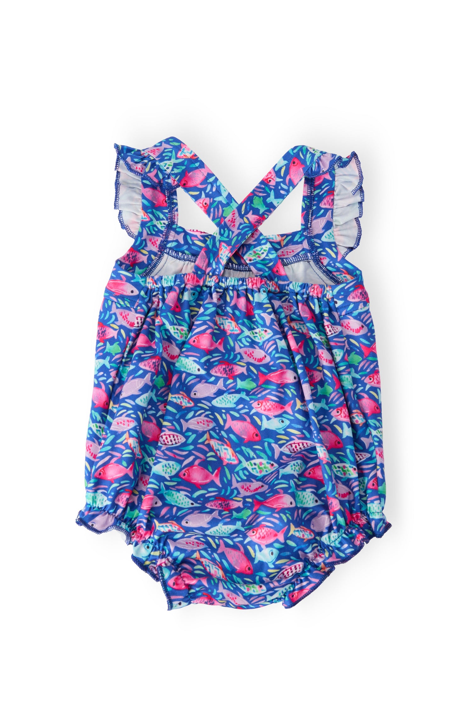 Fish in the Sea Ruffle Cross Back Romper - Image 2