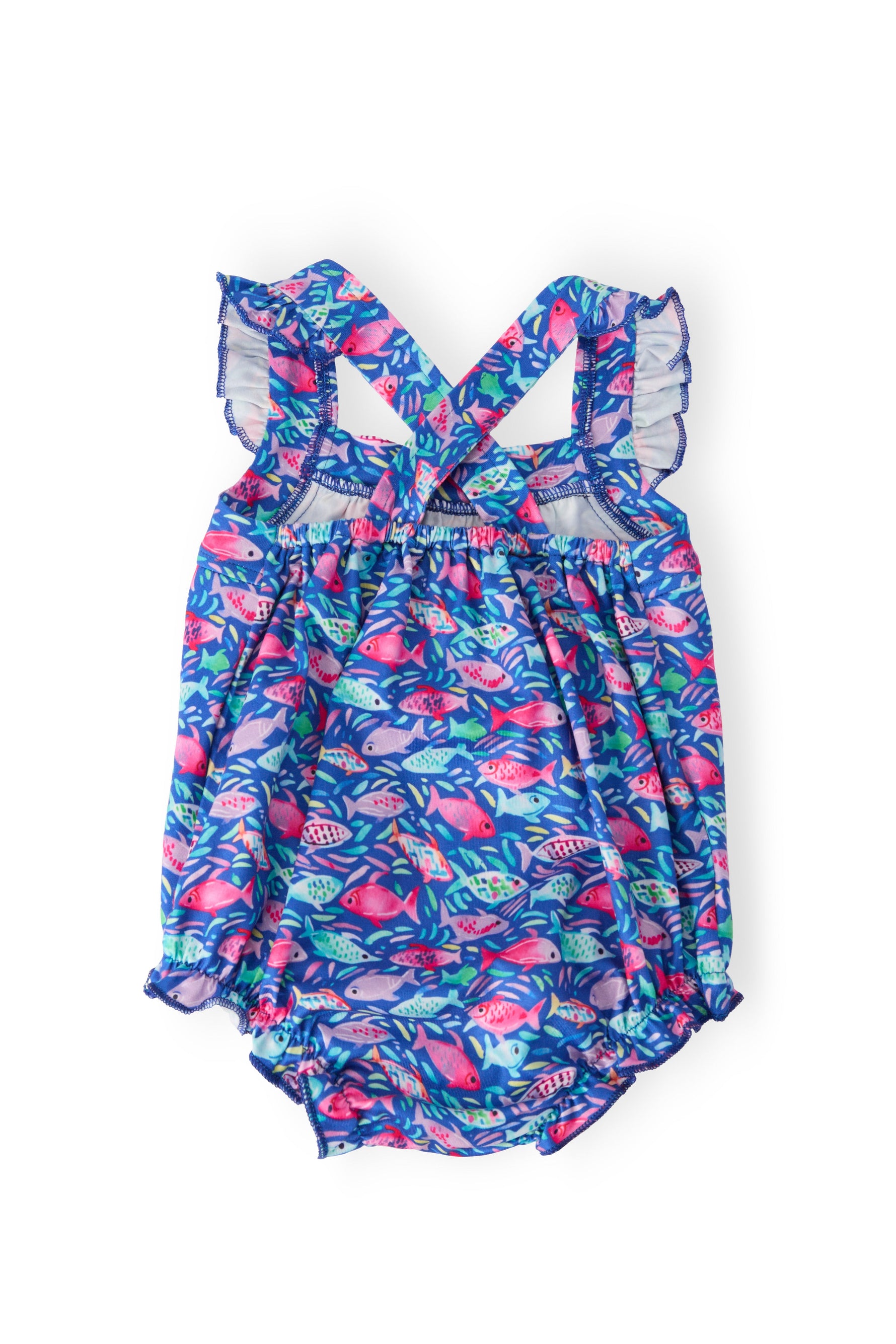 Fish in the Sea Ruffle Cross Back Romper - Image 2
