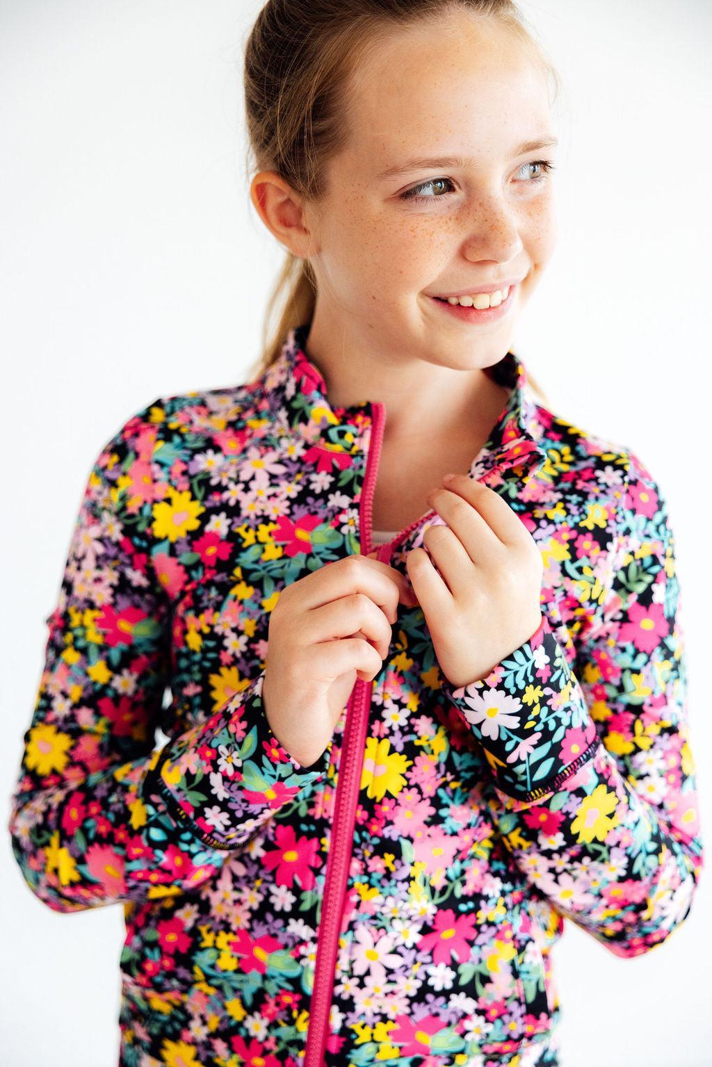 Flexible Floral Full-Zip Ruffle Active Jacket - Image 3