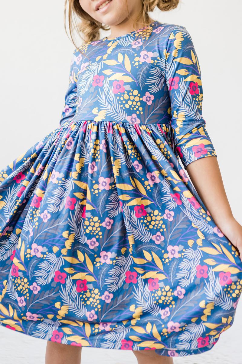 Flora 3/4 Sleeve Pocket Twirl Dress - Image 2