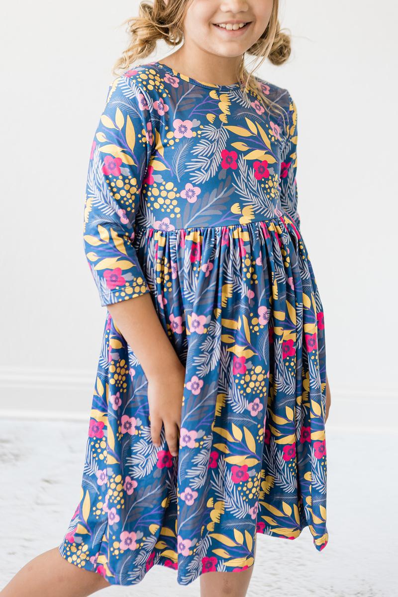Flora 3/4 Sleeve Pocket Twirl Dress - Image 3