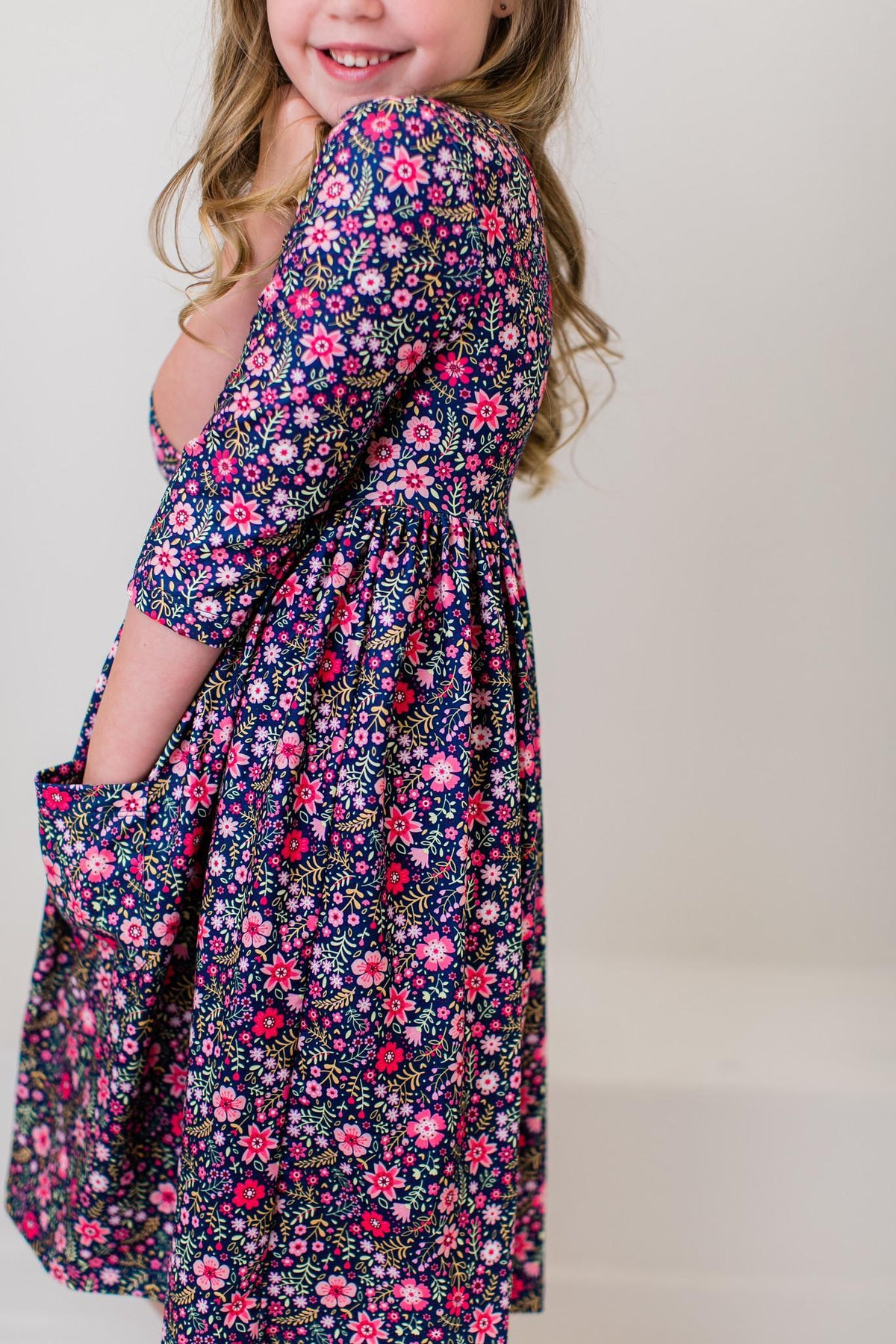 Flower Farm 3/4 Sleeve Pocket Twirl Dress - Image 2