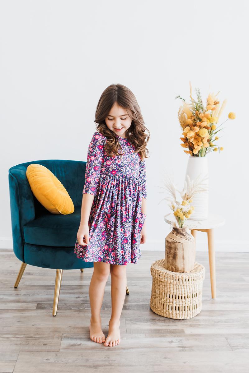 Flower Farm 3/4 Sleeve Pocket Twirl Dress - Image 3