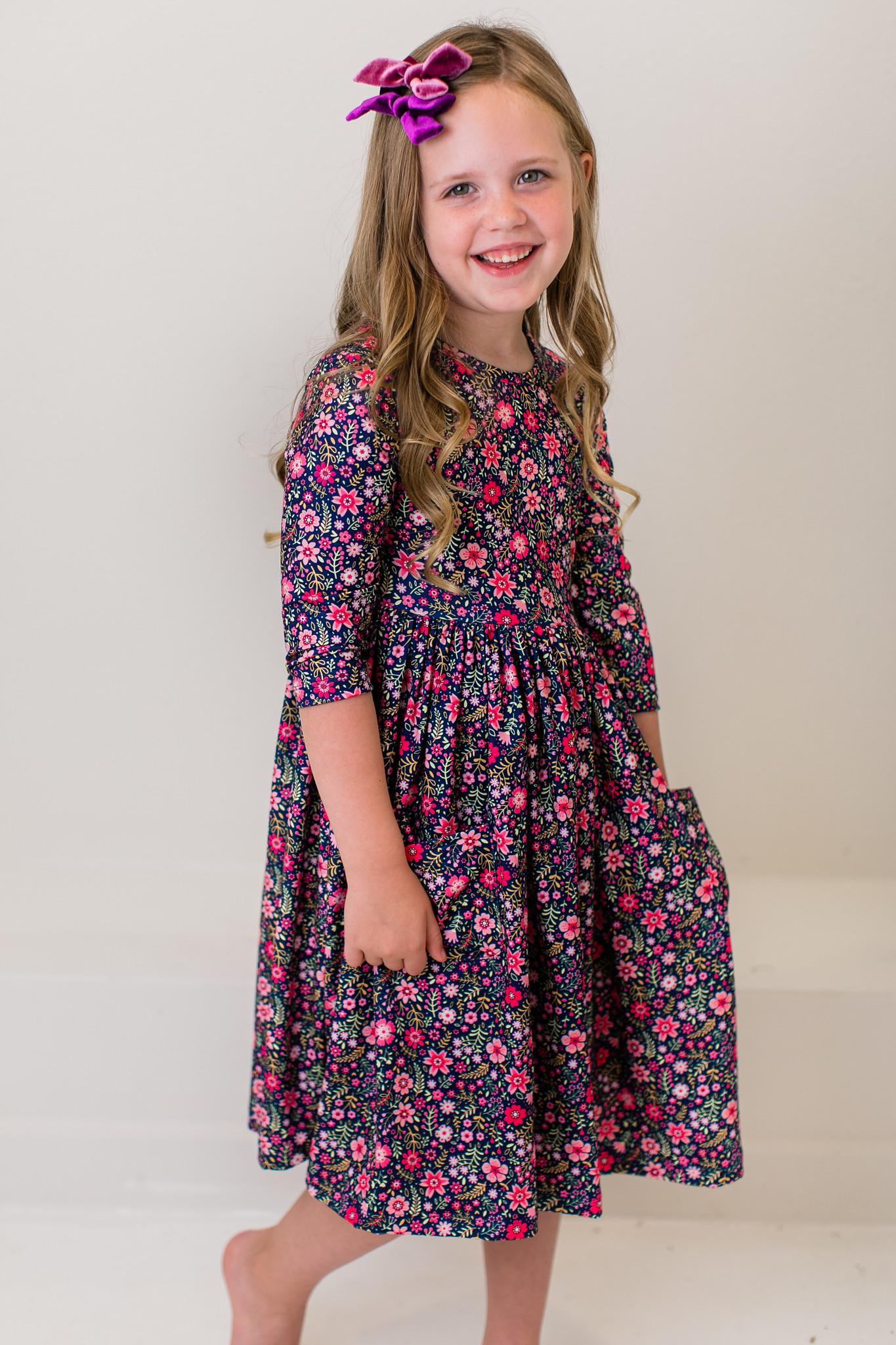 Flower Farm 3/4 Sleeve Pocket Twirl Dress - Image 5