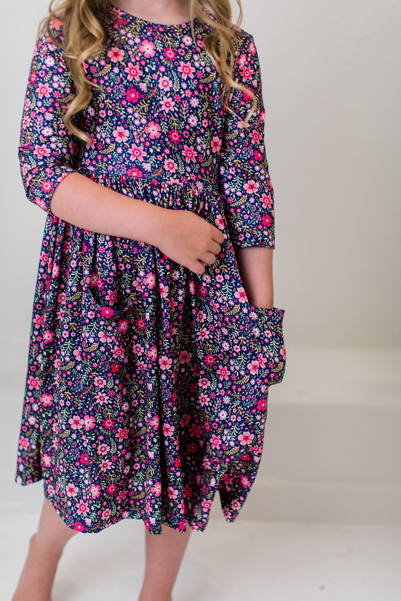 Flower Farm 3/4 Sleeve Pocket Twirl Dress - Image 6