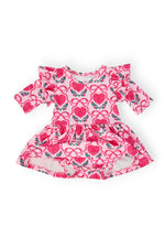 Fluttering Hearts 3/4 Sleeve Flutter Twirl Bodysuit - Image 2