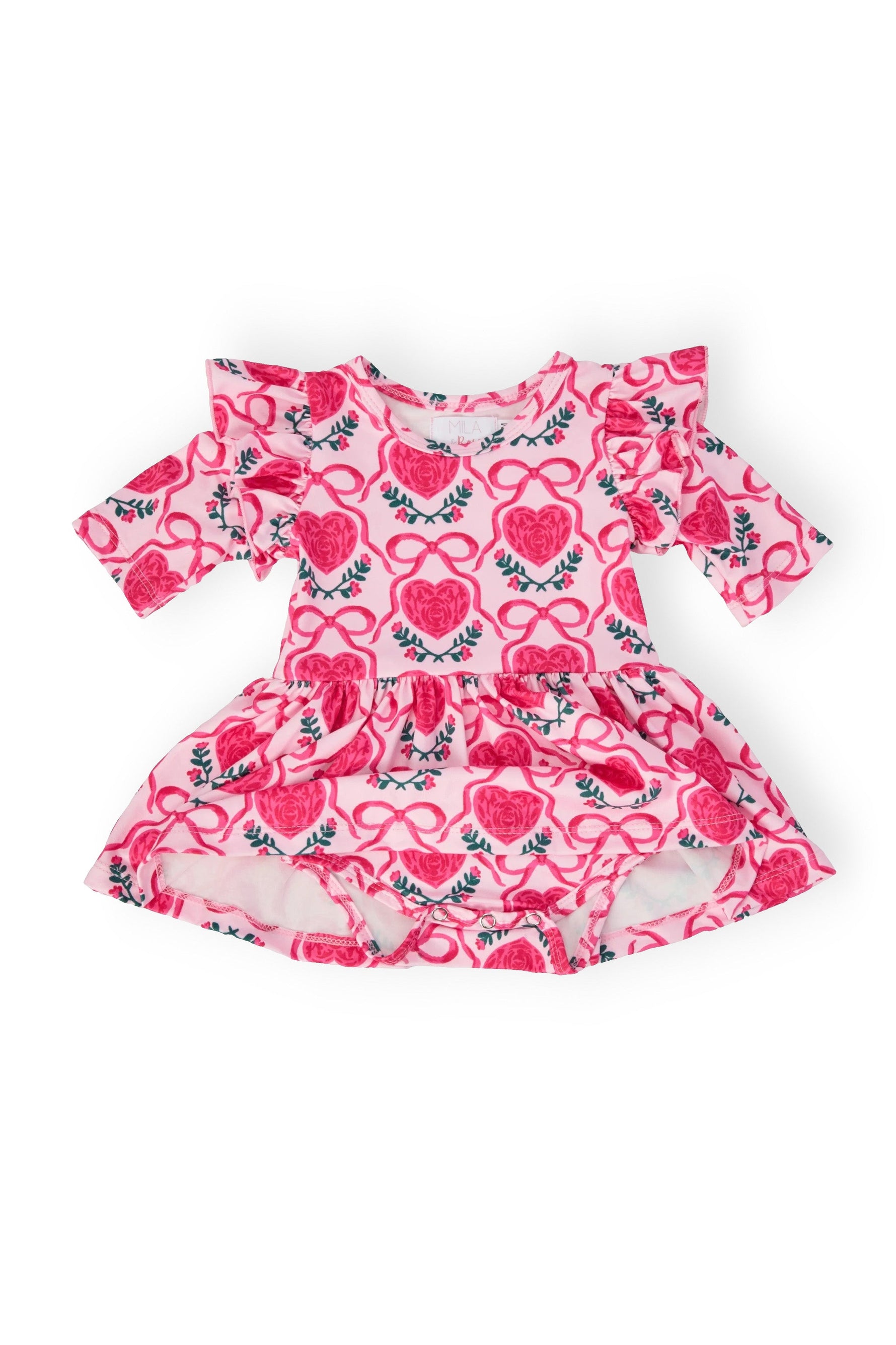 Fluttering Hearts 3/4 Sleeve Flutter Twirl Bodysuit - Image 2
