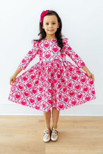 Fluttering Hearts 3/4 Sleeve Ruffle Twirl Dress - Image 4