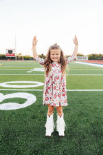 Footballs & Flowers 3/4 Sleeve Pocket Twirl Dress - Image 2