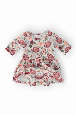 Footballs & Flowers 3/4 Sleeve Twirl Bodysuit