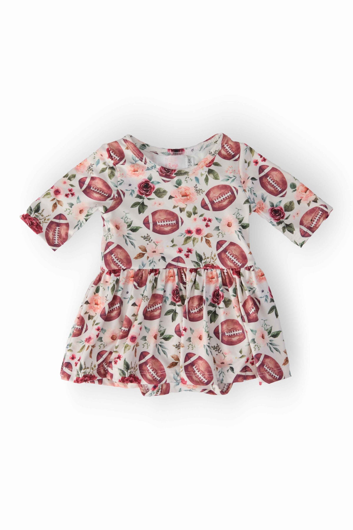 Footballs & Flowers 3/4 Sleeve Twirl Bodysuit
