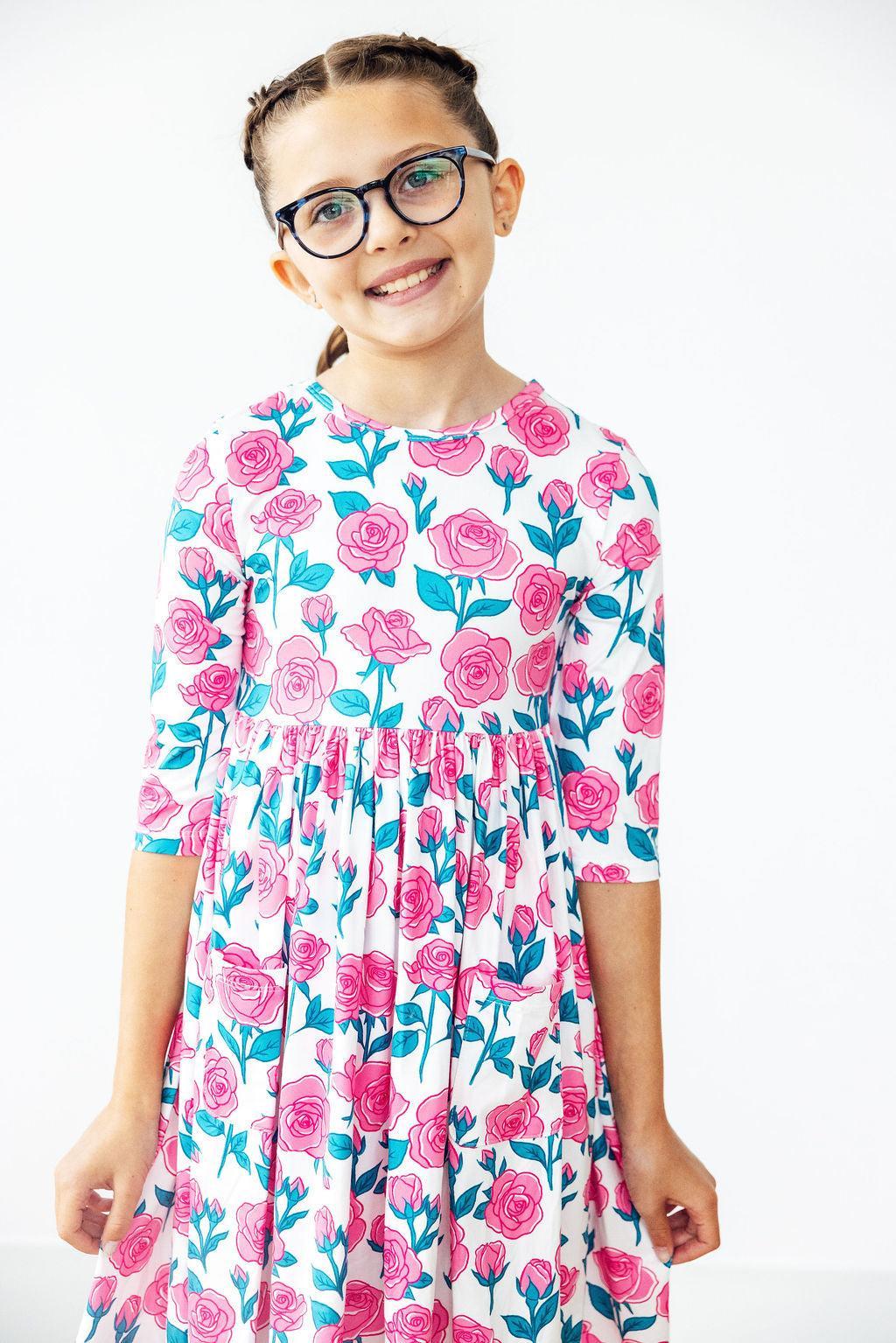 Garden Glow 3/4 Sleeve Pocket Twirl Dress - Image 3