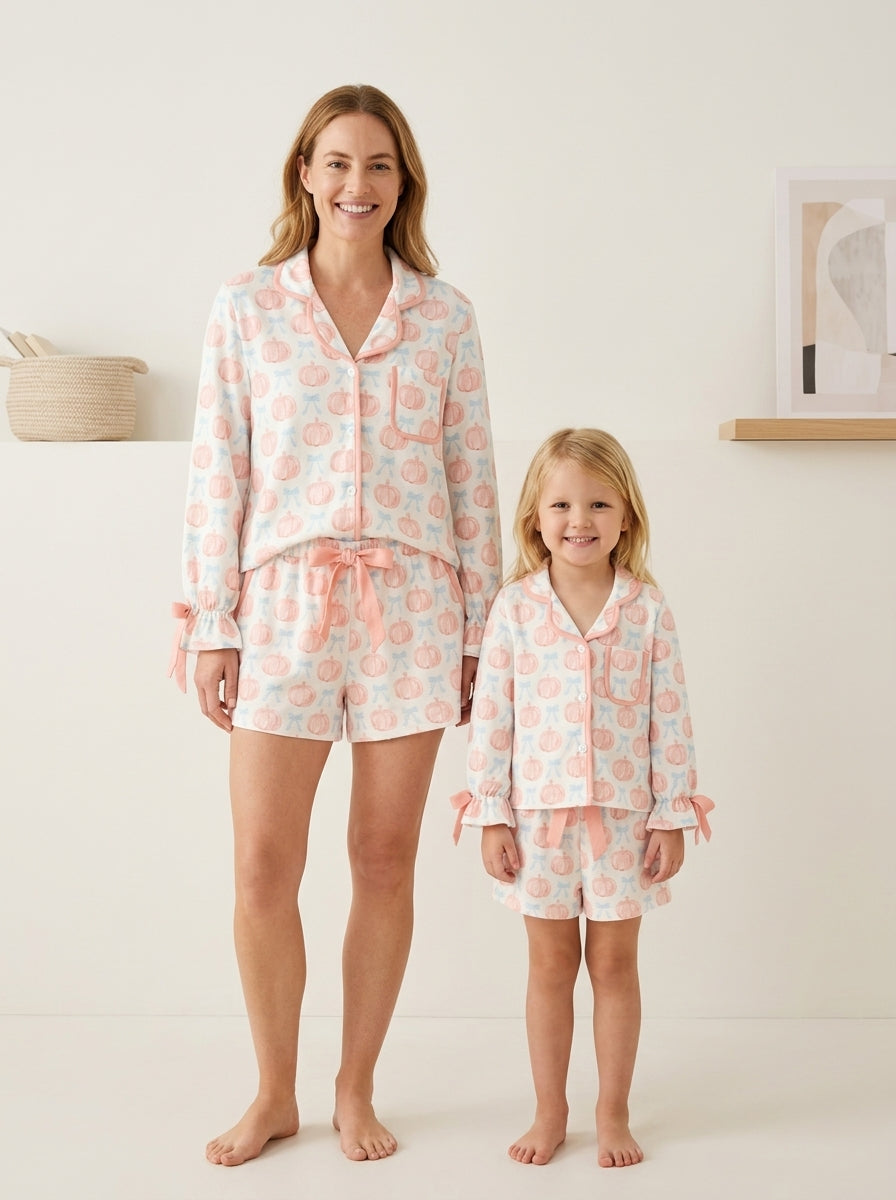 Rylee Faith Designs - Mommy and Me Fall Pumpkin Print Pajama Set