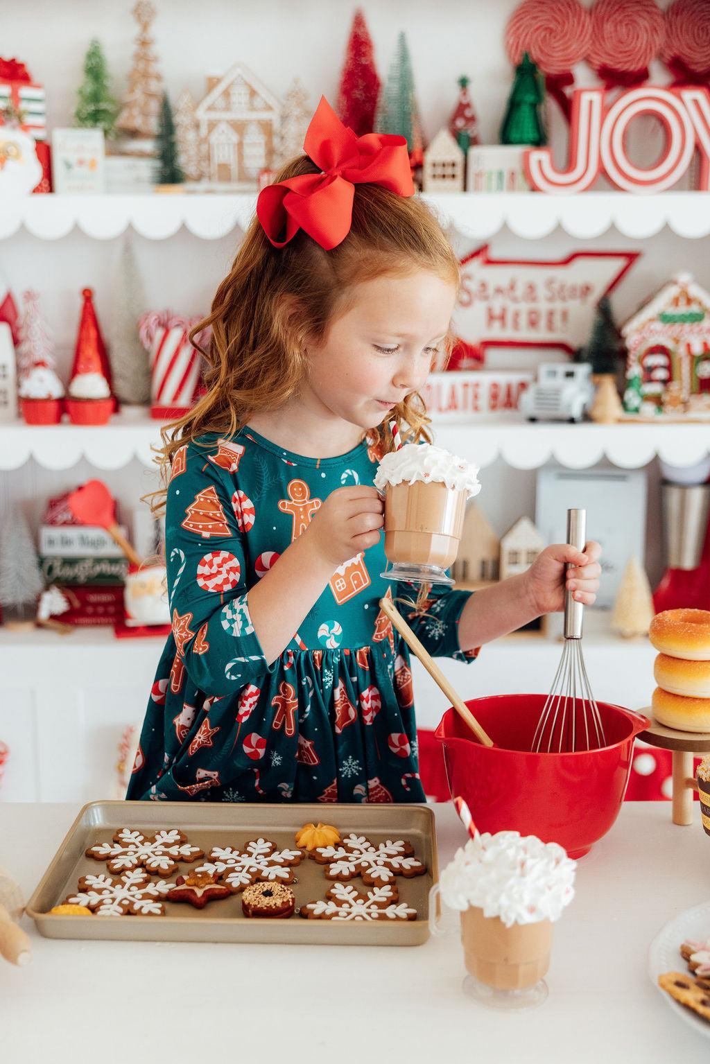 Gingerbread House 3/4 Sleeve Pocket Twirl Dress - Image 2