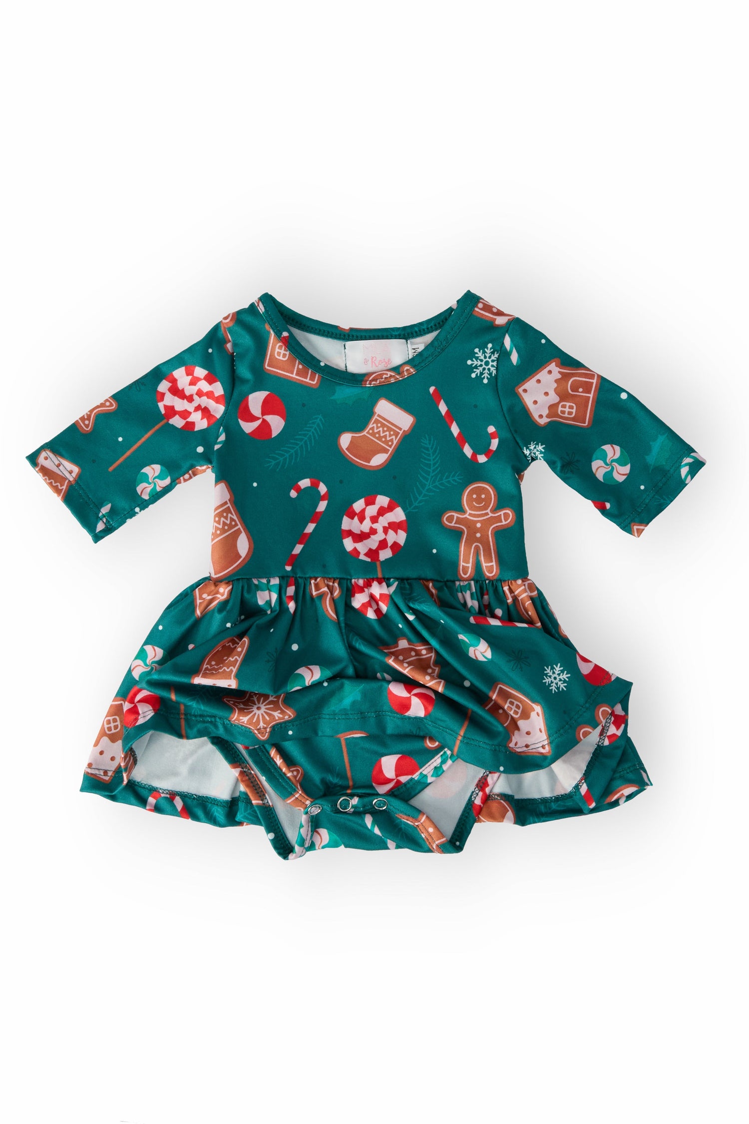 Gingerbread House 3/4 Sleeve Twirl Bodysuit - Image 3