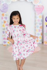 Gingham Bows 3/4 Sleeve Ruffle Twirl Dress - Image 3