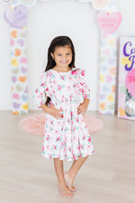 Gingham Bows 3/4 Sleeve Ruffle Twirl Dress - Image 4