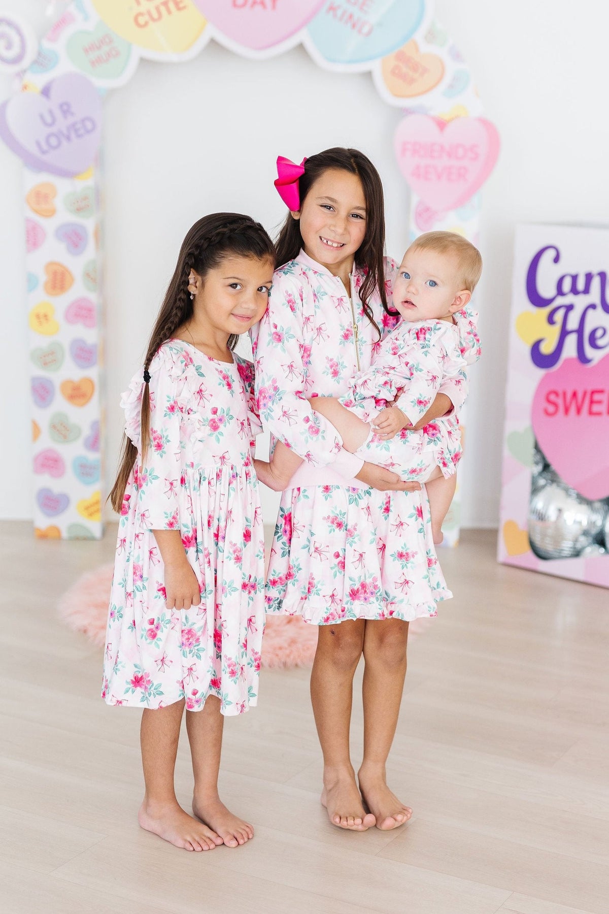 Gingham Bows 3/4 Sleeve Ruffle Twirl Dress - Image 5