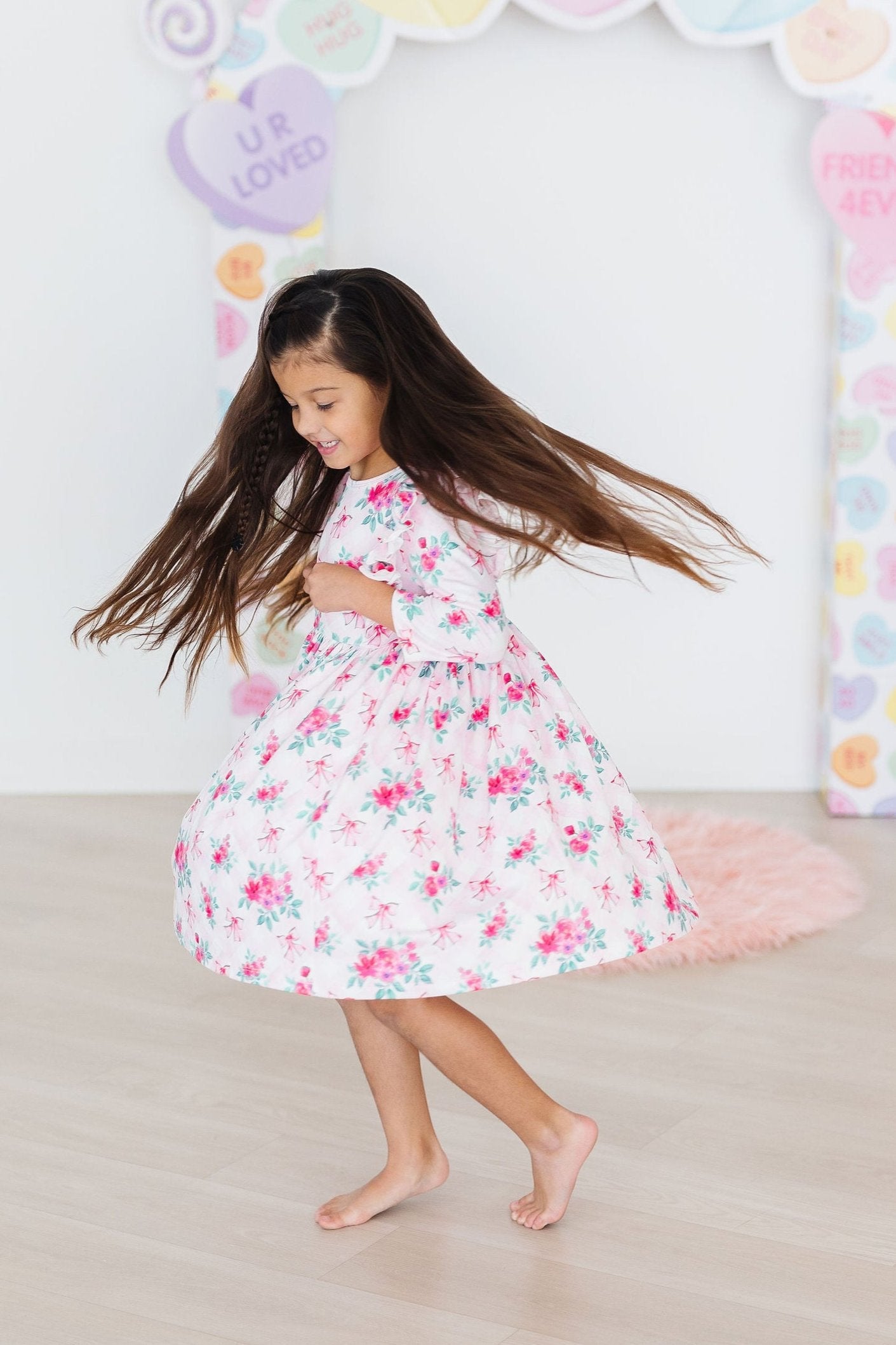 Gingham Bows 3/4 Sleeve Ruffle Twirl Dress - Image 6