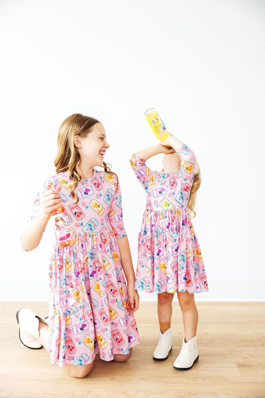 Girly Pop 3/4 Sleeve Pocket Twirl Dress - Image 2