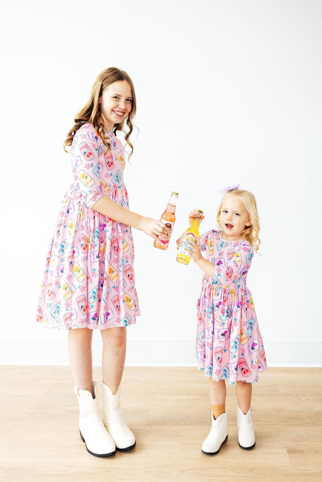 Girly Pop 3/4 Sleeve Pocket Twirl Dress - Image 3