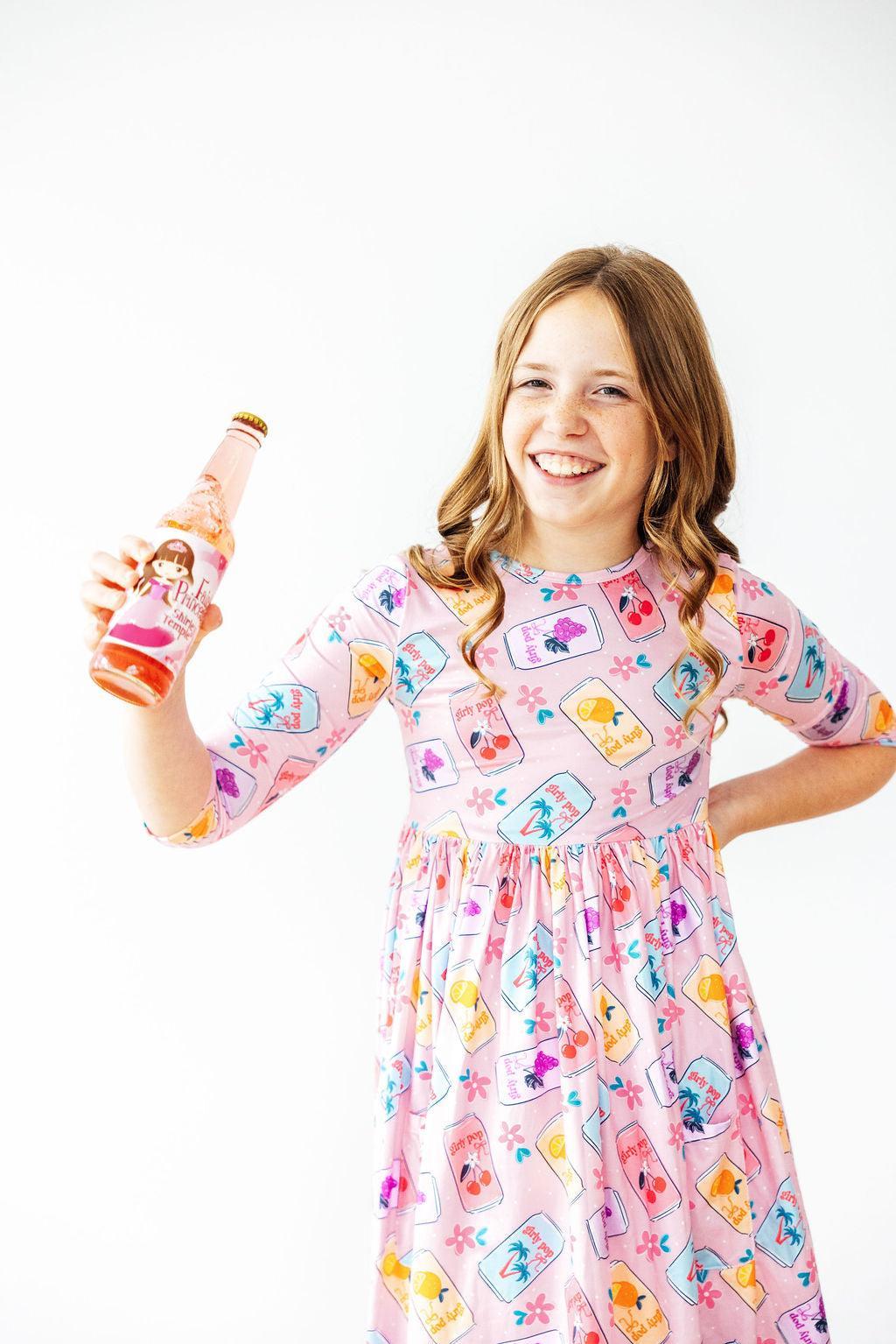 Girly Pop 3/4 Sleeve Pocket Twirl Dress - Image 4