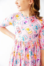 Girly Pop 3/4 Sleeve Pocket Twirl Dress - Image 5