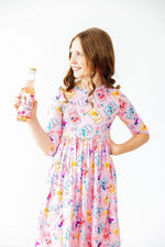 Girly Pop 3/4 Sleeve Pocket Twirl Dress - Image 6
