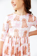 Goldendoodle 3/4 Sleeve Pocket Twirl Dress - Image 2