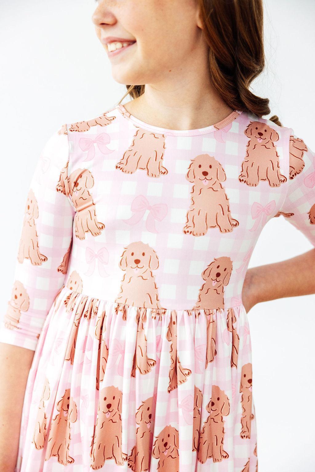 Goldendoodle 3/4 Sleeve Pocket Twirl Dress - Image 2