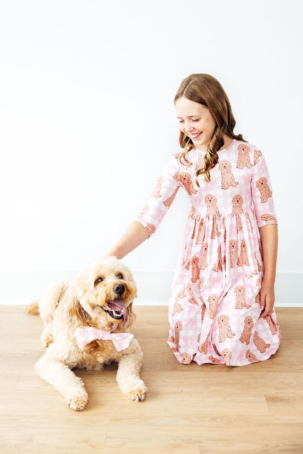 Goldendoodle 3/4 Sleeve Pocket Twirl Dress - Image 3