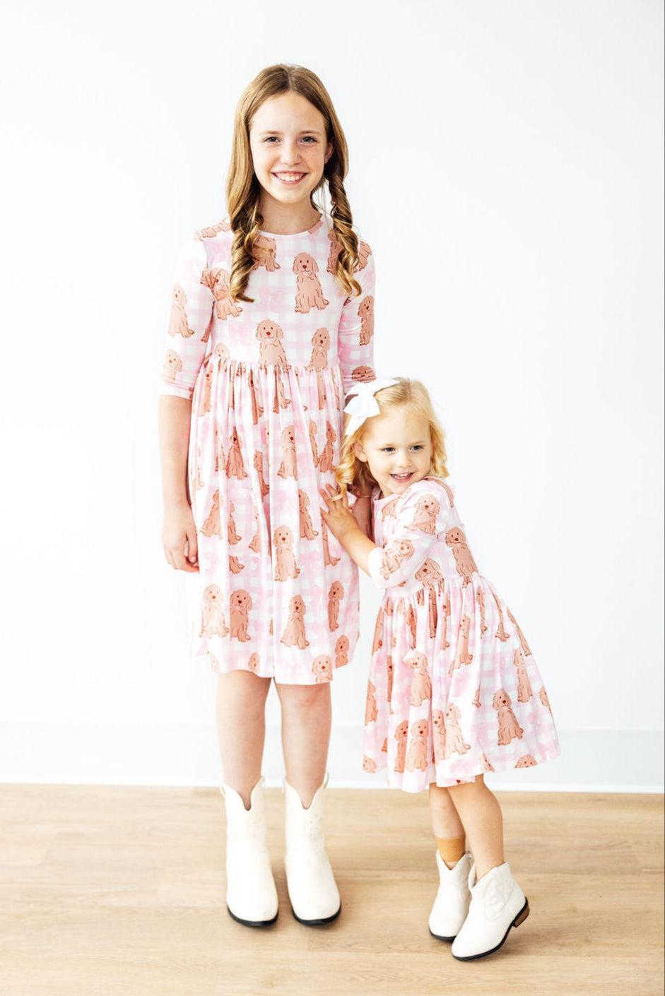 Goldendoodle 3/4 Sleeve Pocket Twirl Dress - Image 4