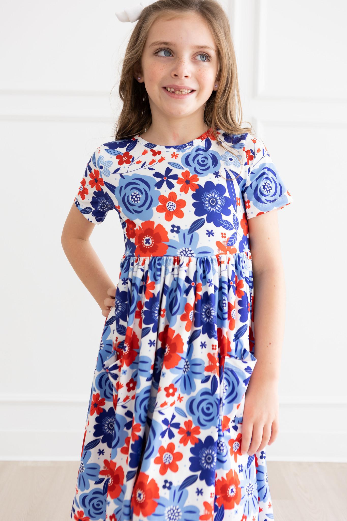 Happy 4th Floral Floral S/S Pocket Twirl Dress - Image 2