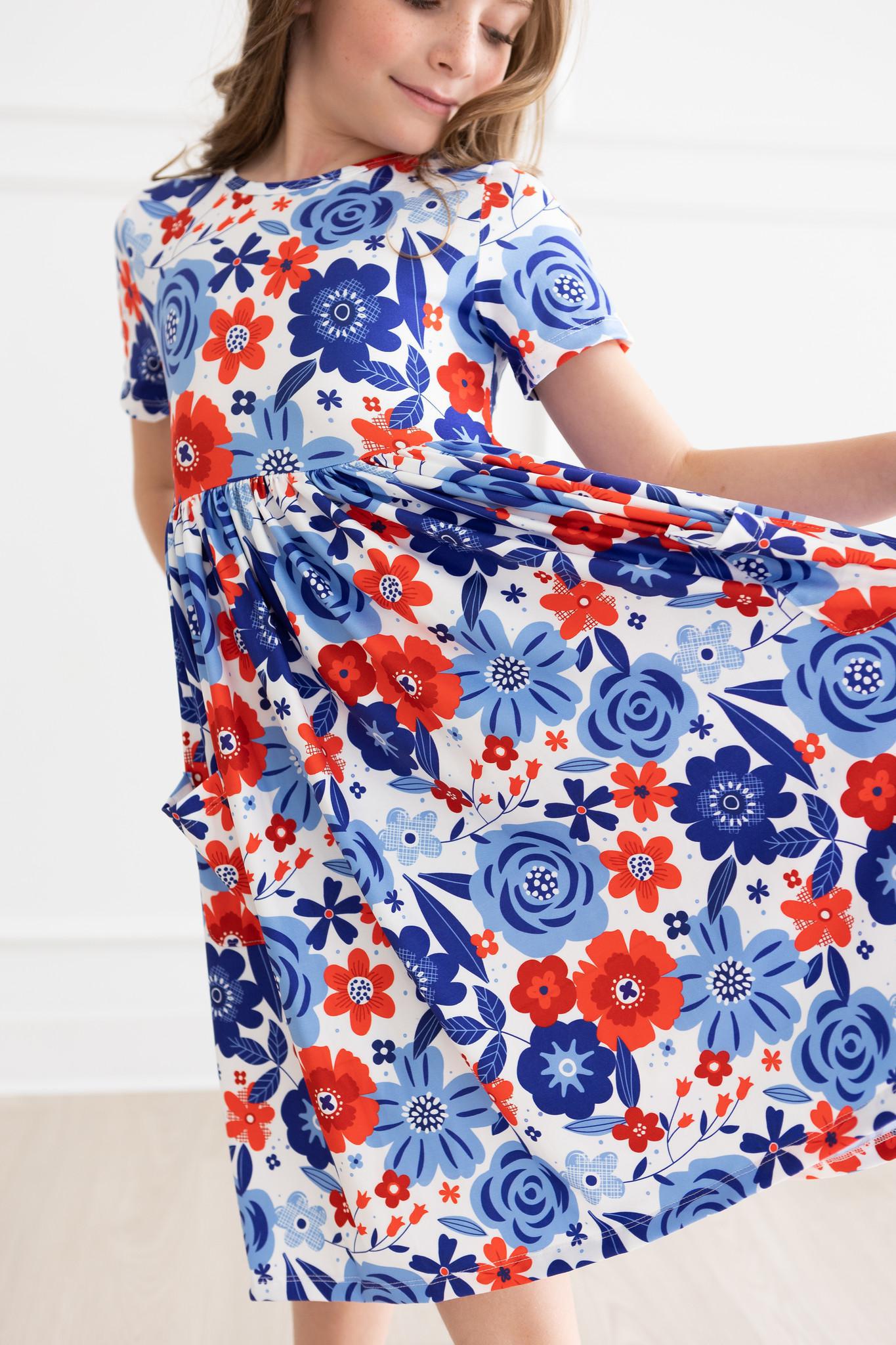 Happy 4th Floral Floral S/S Pocket Twirl Dress - Image 3