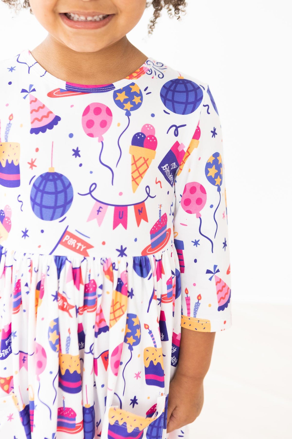 Happy Birthday 3/4 Sleeve Pocket Twirl Dress - Image 2