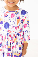 Happy Birthday 3/4 Sleeve Pocket Twirl Dress - Image 2