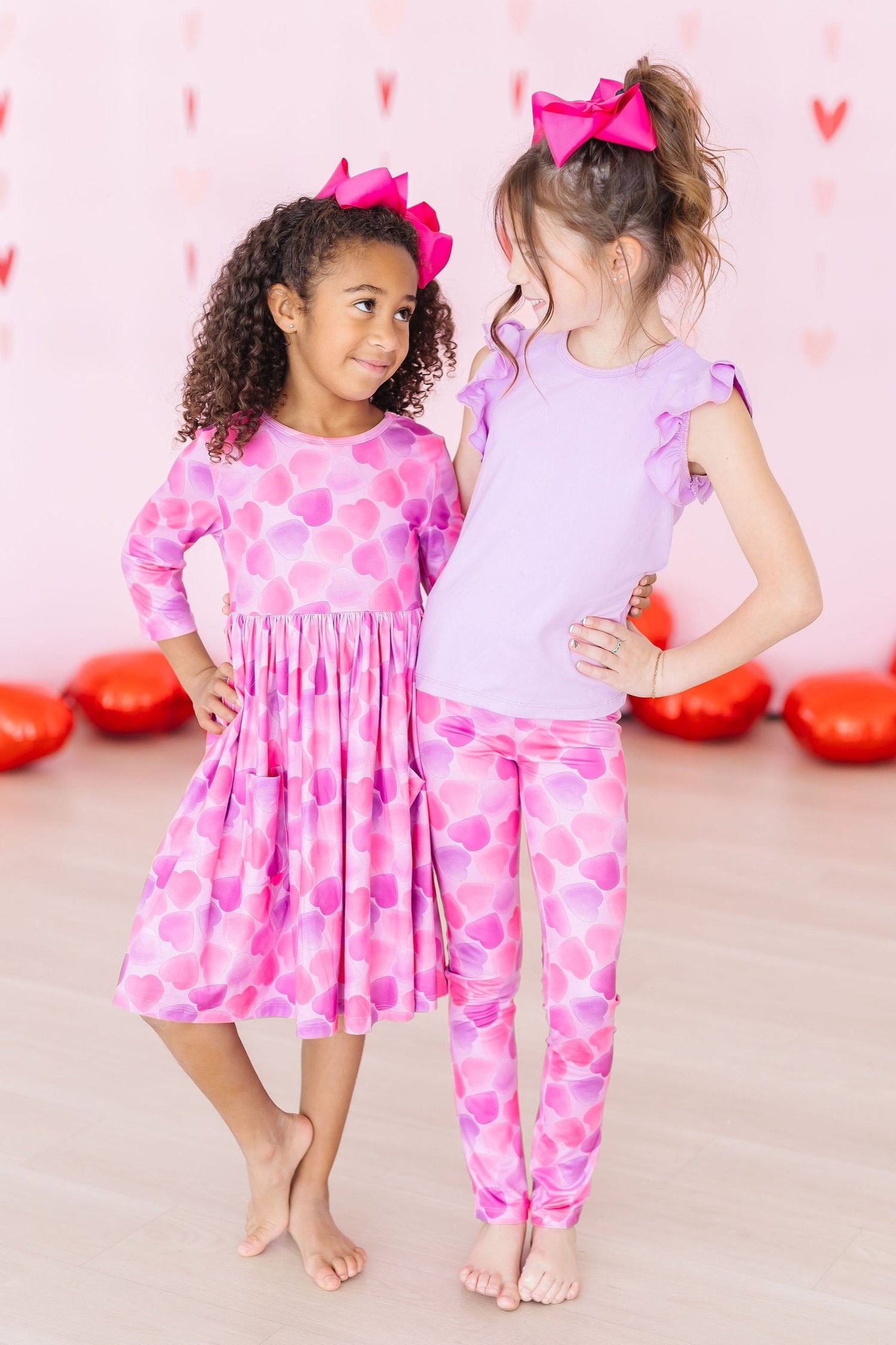Happy Heart Day 3/4 Sleeve Pocket Twirl Dress - Image 2