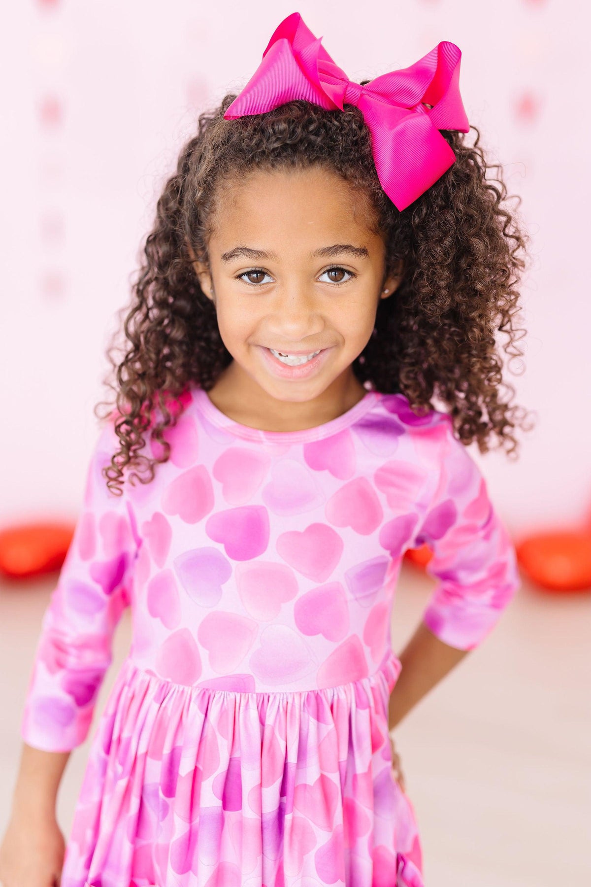 Happy Heart Day 3/4 Sleeve Pocket Twirl Dress - Image 5