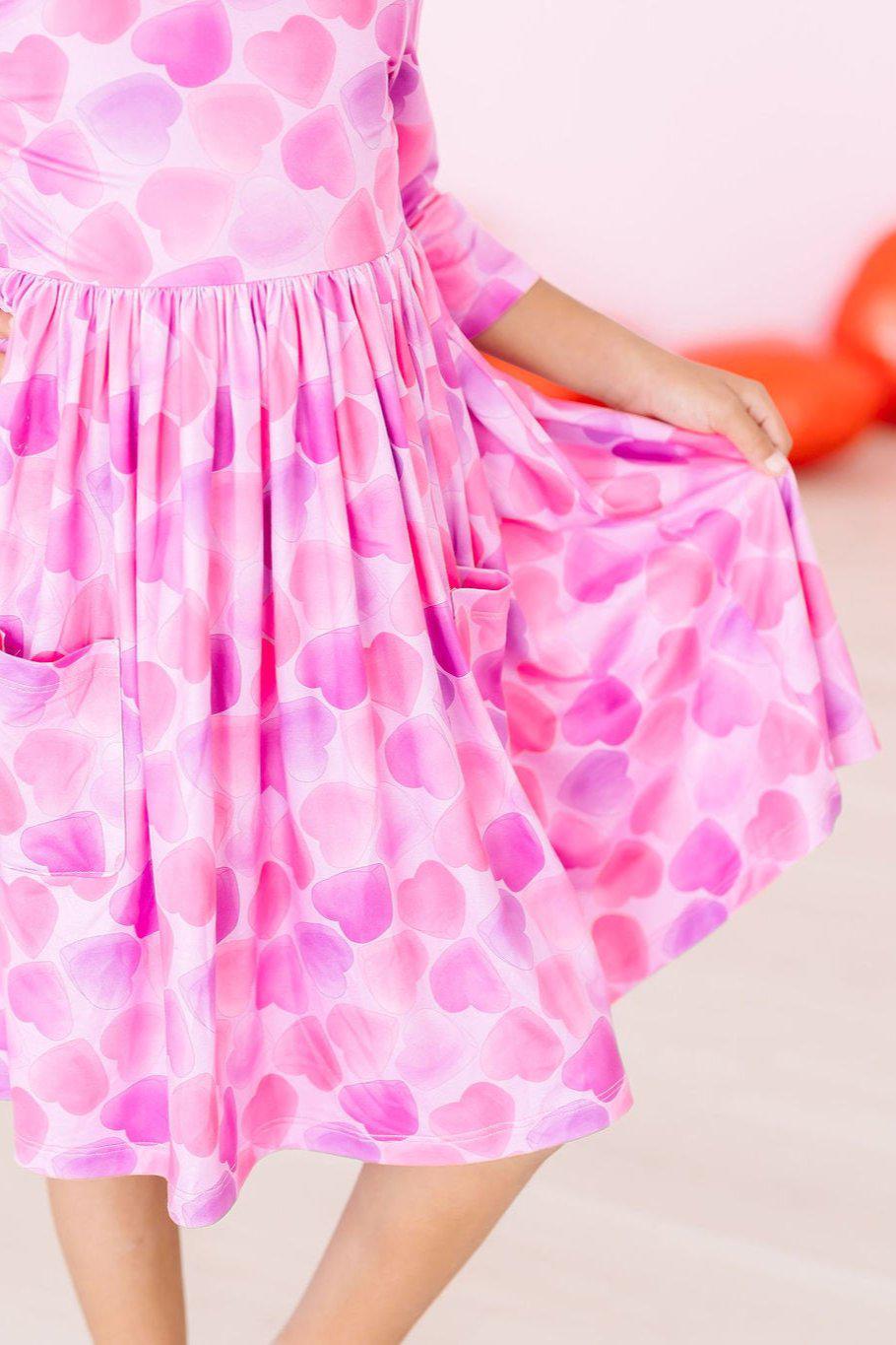 Happy Heart Day 3/4 Sleeve Pocket Twirl Dress - Image 6