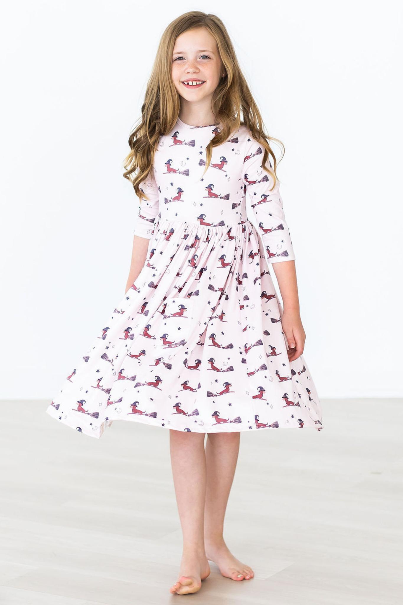 Happy Howl-oween 3/4 Sleeve Pocket Twirl Dress - Image 5
