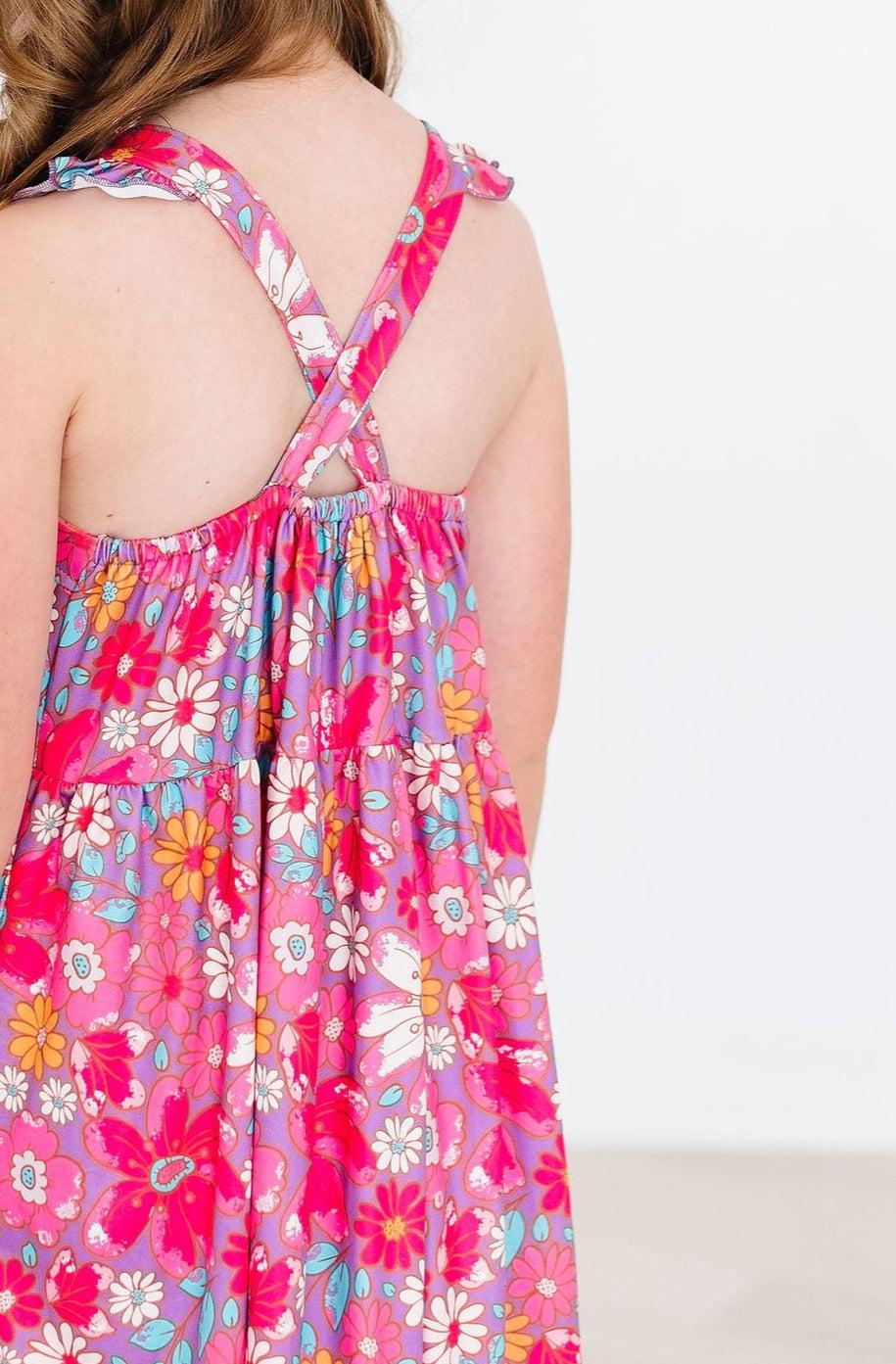 Hawaiian Floral Ruffle Cross Back Dress - Image 4