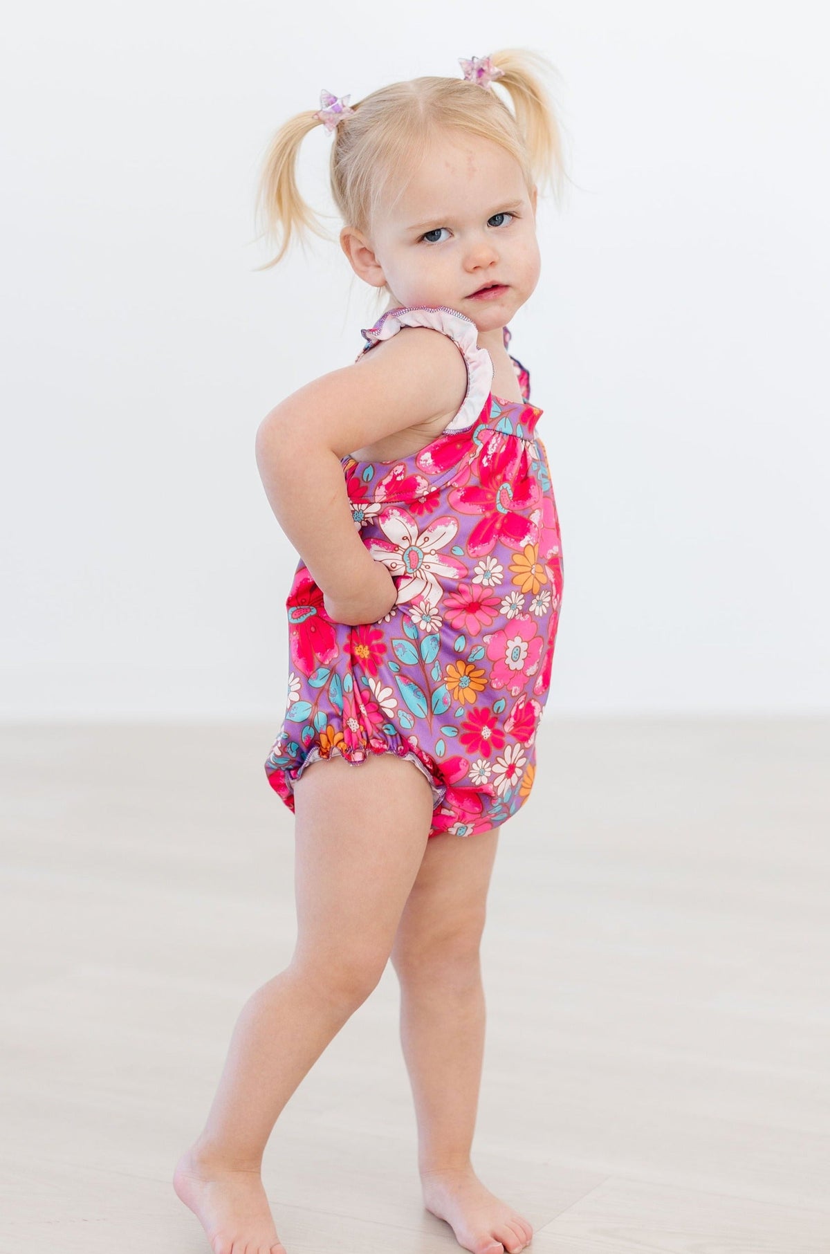 Hawaiian Floral Ruffle Cross Back Romper - Image 4