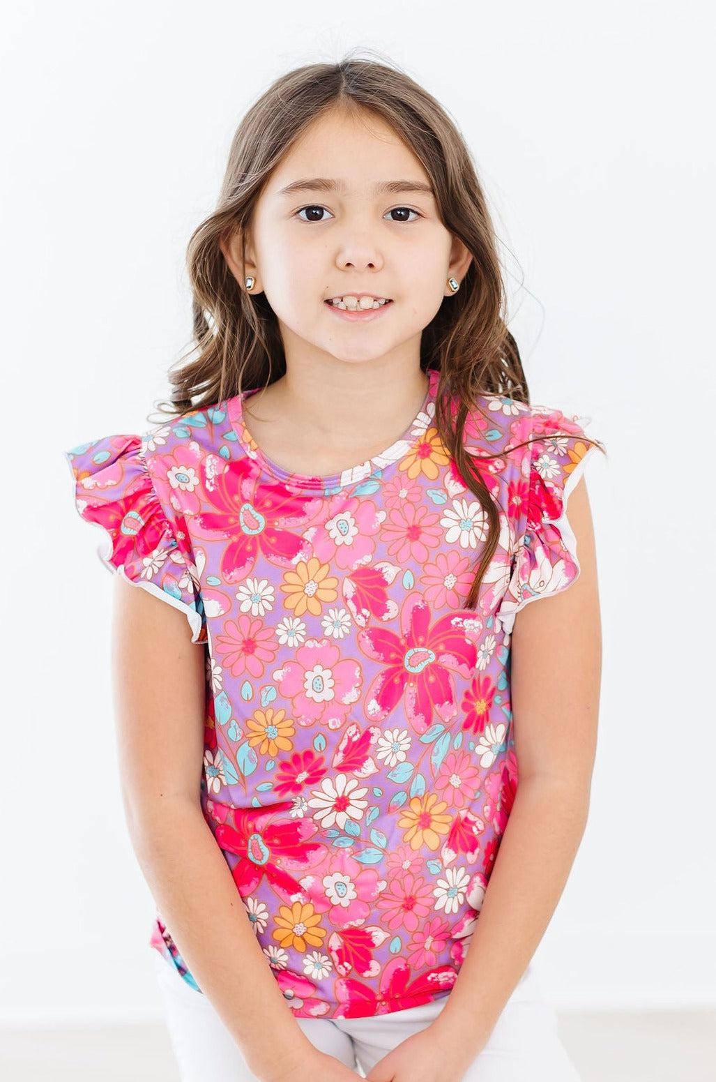 Hawaiian Floral S/S Ruffle Tee - Image 2