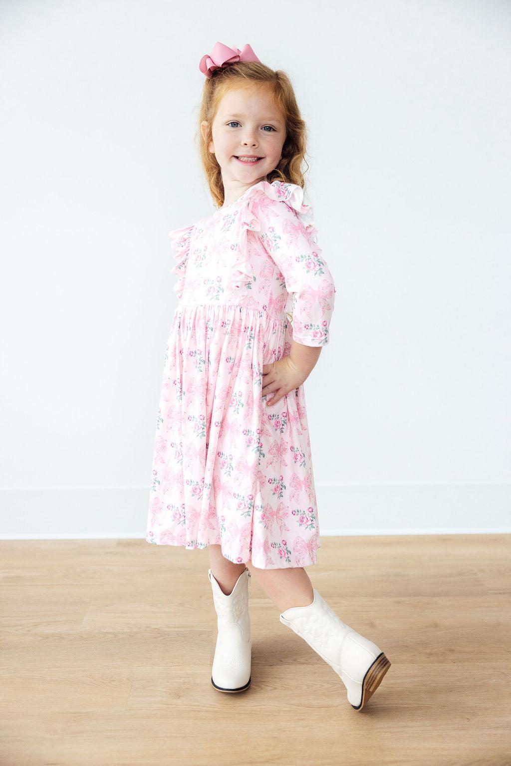 Heirloom Garden 3/4 Sleeve Ruffle Twirl Dress - Image 2