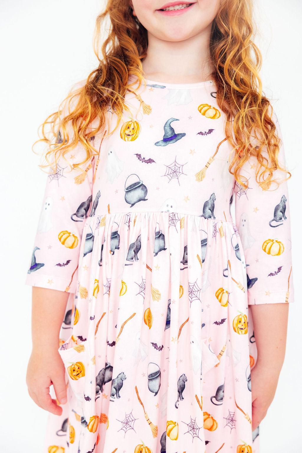 Hey Boo 3/4 Sleeve Pocket Twirl Dress - Image 4