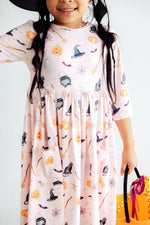 Hey Boo 3/4 Sleeve Pocket Twirl Dress
